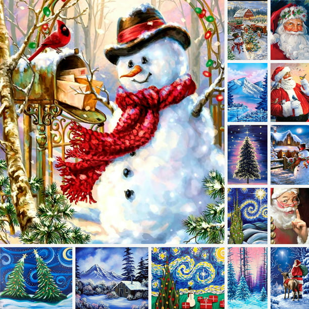 Full Diamond Painting Kit 5D DIY Diamond Embroidery Christmas Snowman Paintings